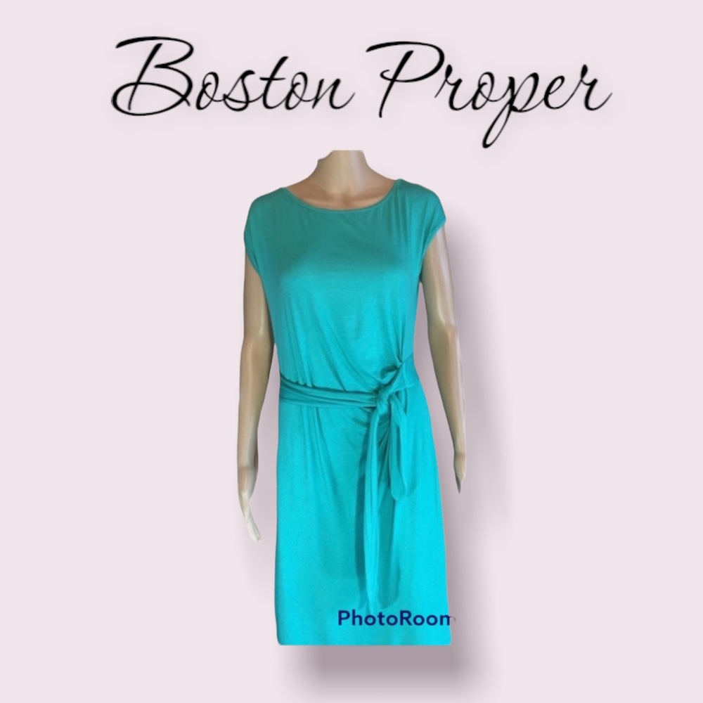 Boston Proper Turquoise Belted Dress. Size Small.